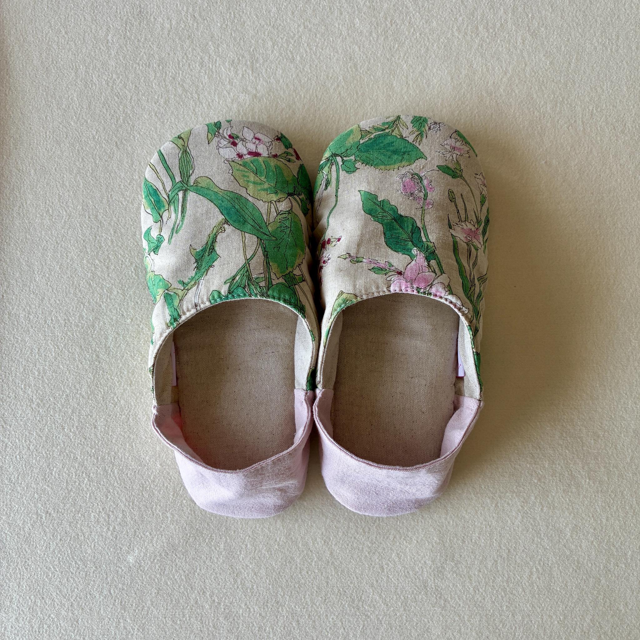 【素足に気持ち良い天然素材】 okaeri！ふわふわルームシューズ ・ベルフルール／ピンク