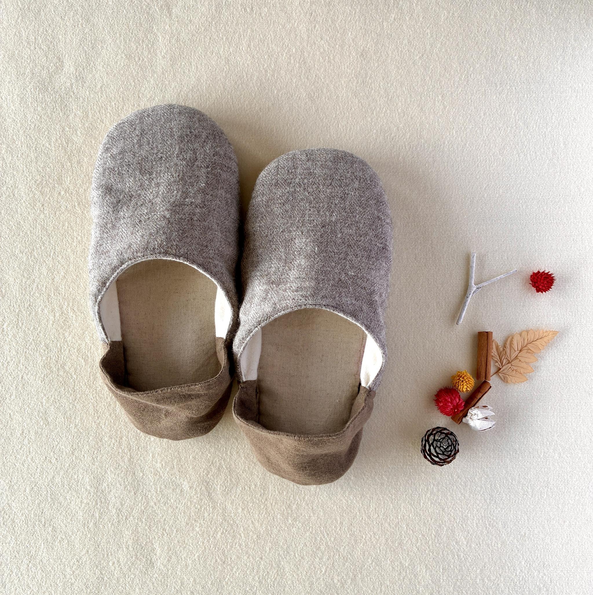 【ふっくら秋冬】シェットランドウールリネン okaeri！ふわふわルームシューズ