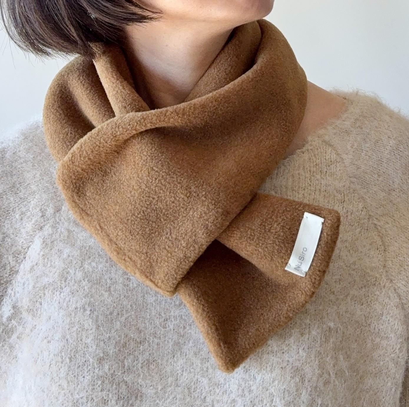 【☆新色☆大人の贅沢とろみフリース】ミニマフラー /ブラウン1枚目の画像